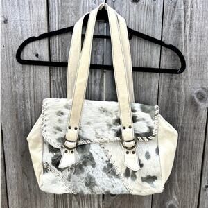 Roberta Gandolfi | Leather and Animal Fur Satchel Handbag Purse Made in Italy